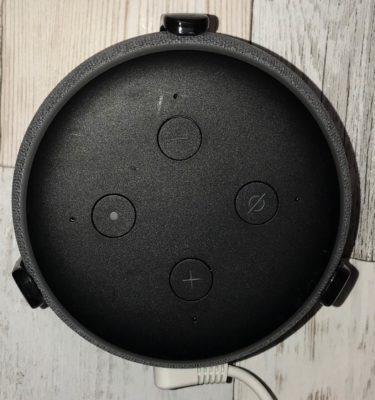 Amazon Echo Dot mounted on wall