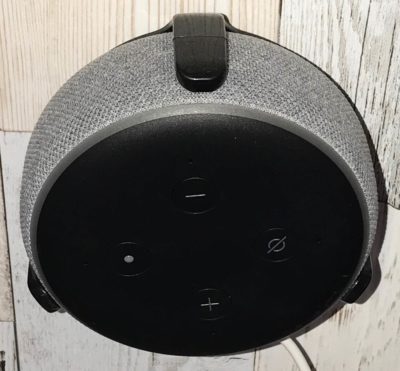 Amazon Echo Dot mounted on wall top view