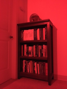 A photograph showing a red setting of a lighting system.