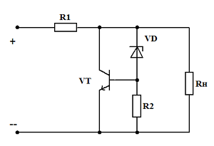Схема стабилизатора напряжения с параллельным включением транзистора
