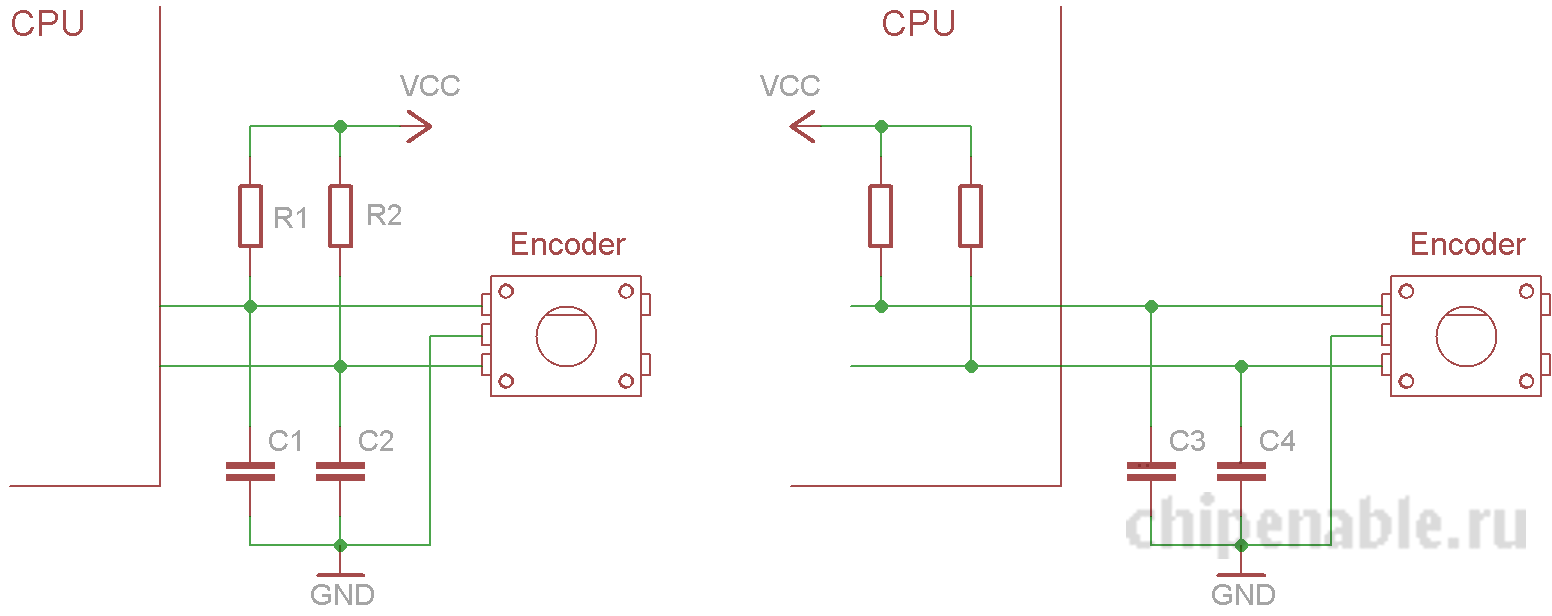 схема подключения энкодера к микроконтроллеру