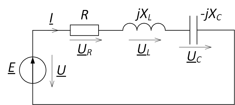 Последовательное соединение элементов электрической цепи для построения векторной диаграммы напряжений