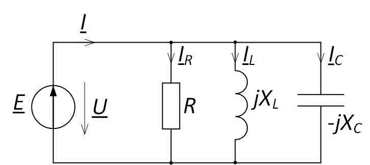 Параллельное соединение элементов электрической цепи для построения векторной диаграммы напряжений