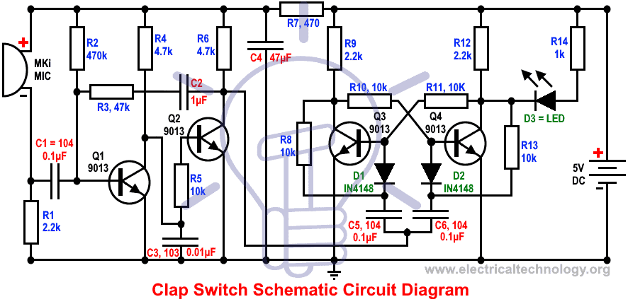 Clap Switch Circuit without 555 Timer