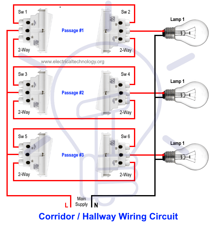 Hallway - Corridor Wiring Circuit Diagram