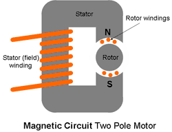 Magnetic Circuit of 2 Pole Motor Rotor